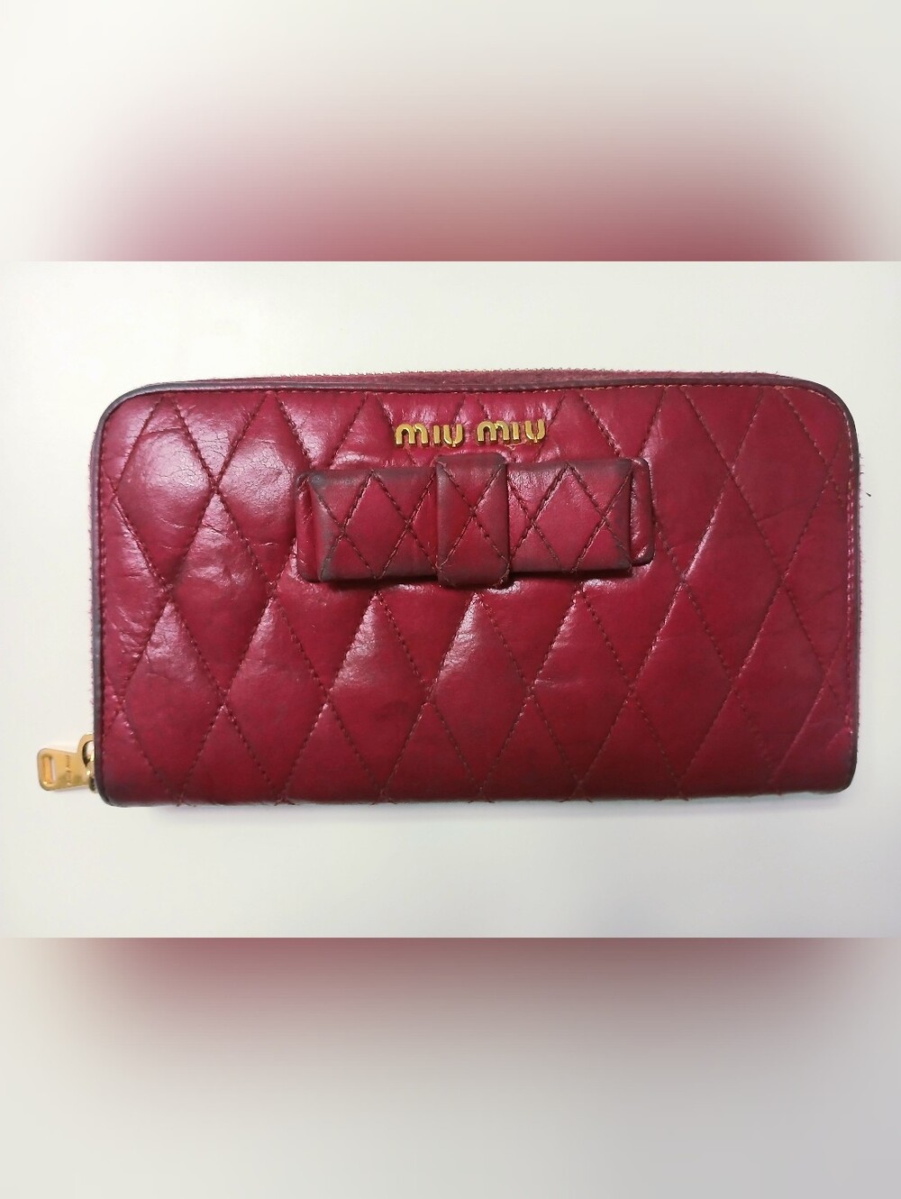Miu Miu Quilted Magenta Pink Wallet, Long, Zip Around, Used